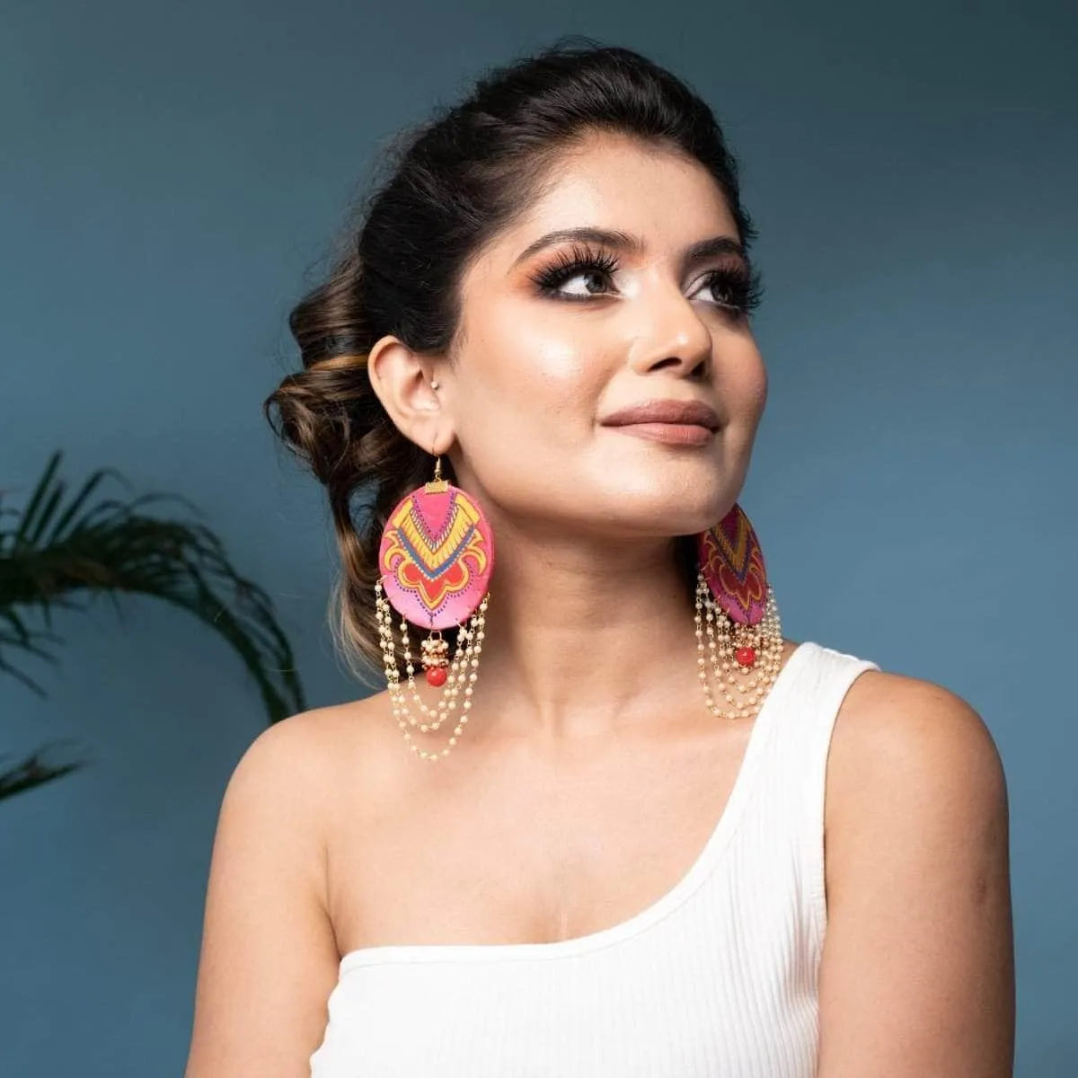 Ucchal Traditional Multi Color Hand Painted Drop (Earrings) HP-ER-190 - KHOJ.CITY