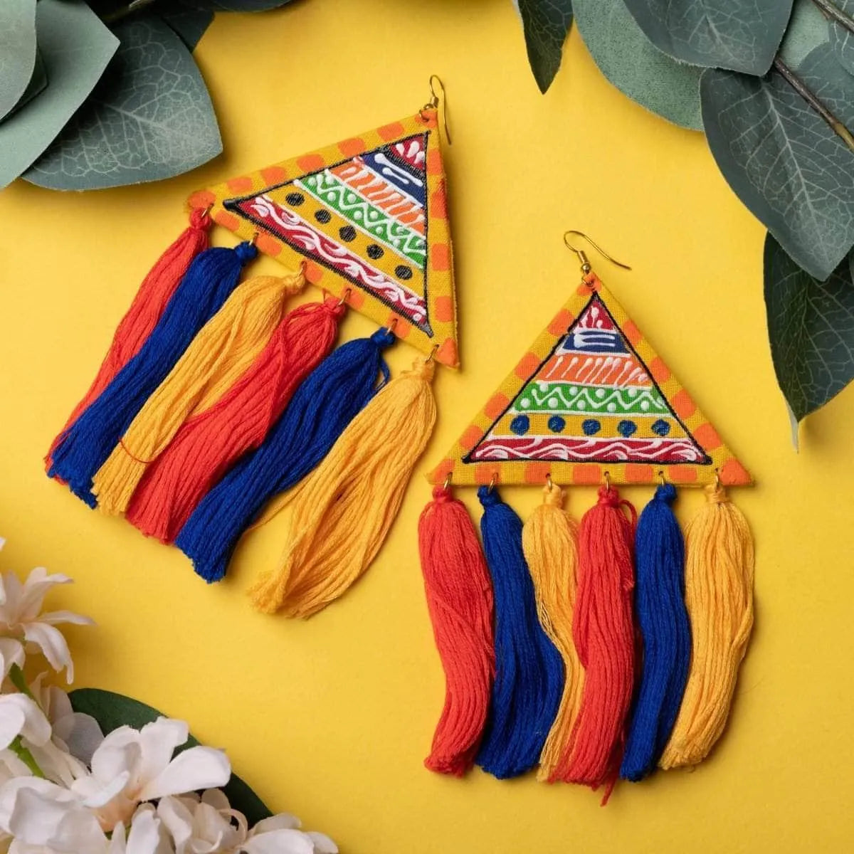 Valley Warli Modern Multi Color Hand Painted Drop (Earrings) HP-ER-197 - KHOJ.CITY