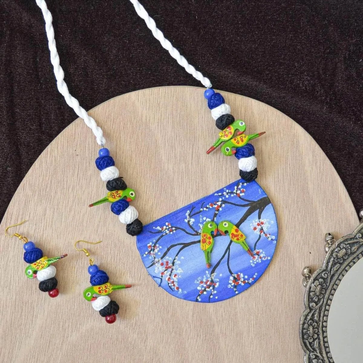 Vasanta Blue Classic Multi Color Hand Painted (Necklace Set) HP - NP - 112 - KHOJ.CITY