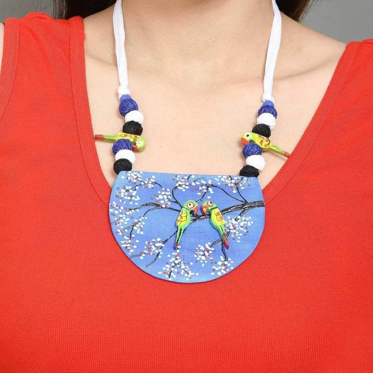 Vasanta Blue Classic Multi Color Hand Painted (Necklace Set) HP-NP-112 - KHOJ.CITY