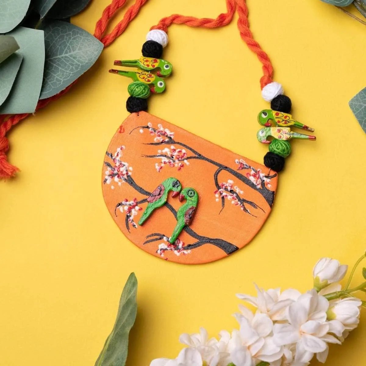 Vasanta Orange Classic Multi Color Hand Painted (Necklace) HP - NP - 113 - KHOJ.CITY