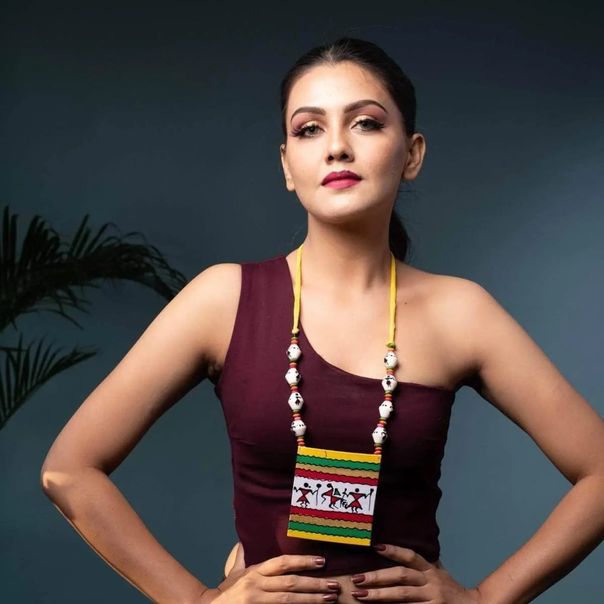 Warli Classic Multi Color Hand Painted (Necklace) HP - NP - 134 - KHOJ.CITY