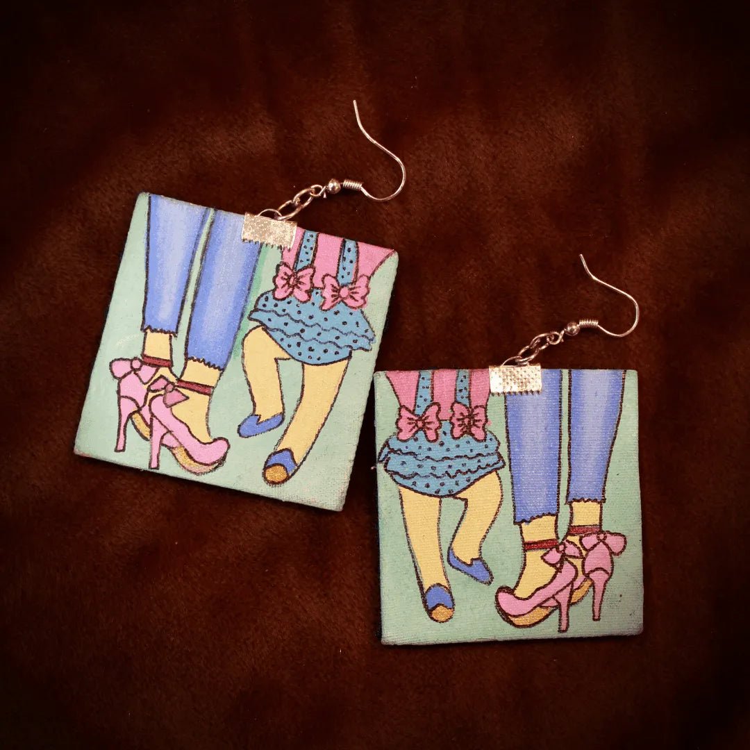 Working Mom Traditional Multi Color Hand Painted Drop (Earrings) HP - ER - 201 - KHOJ.CITY