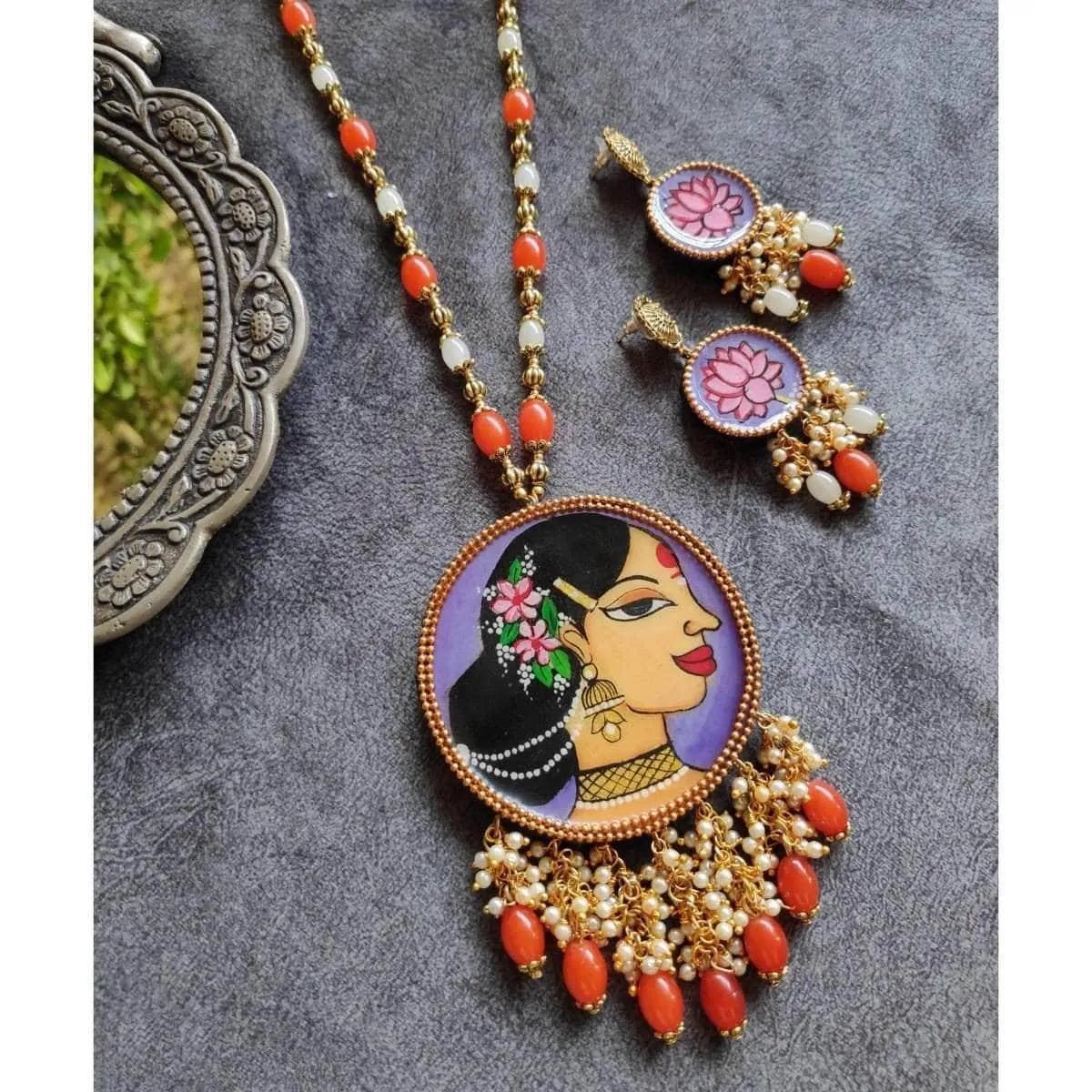 Yogini Classic Hand Painted (Necklace Set) HP - NP - 157 - KHOJ.CITY