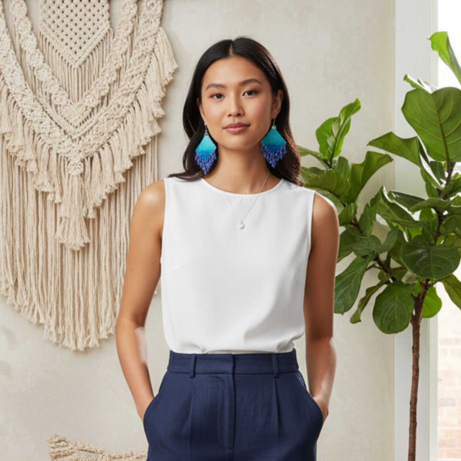 Zenith Multi Color Hand Painted Drop (Earrings) HP-ER