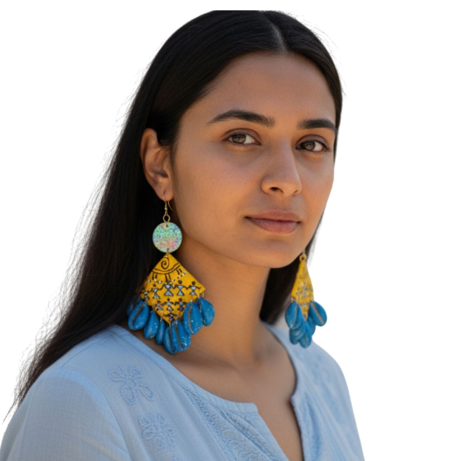 Waru Multi Color Hand Painted Drop (Earrings) HP-ER