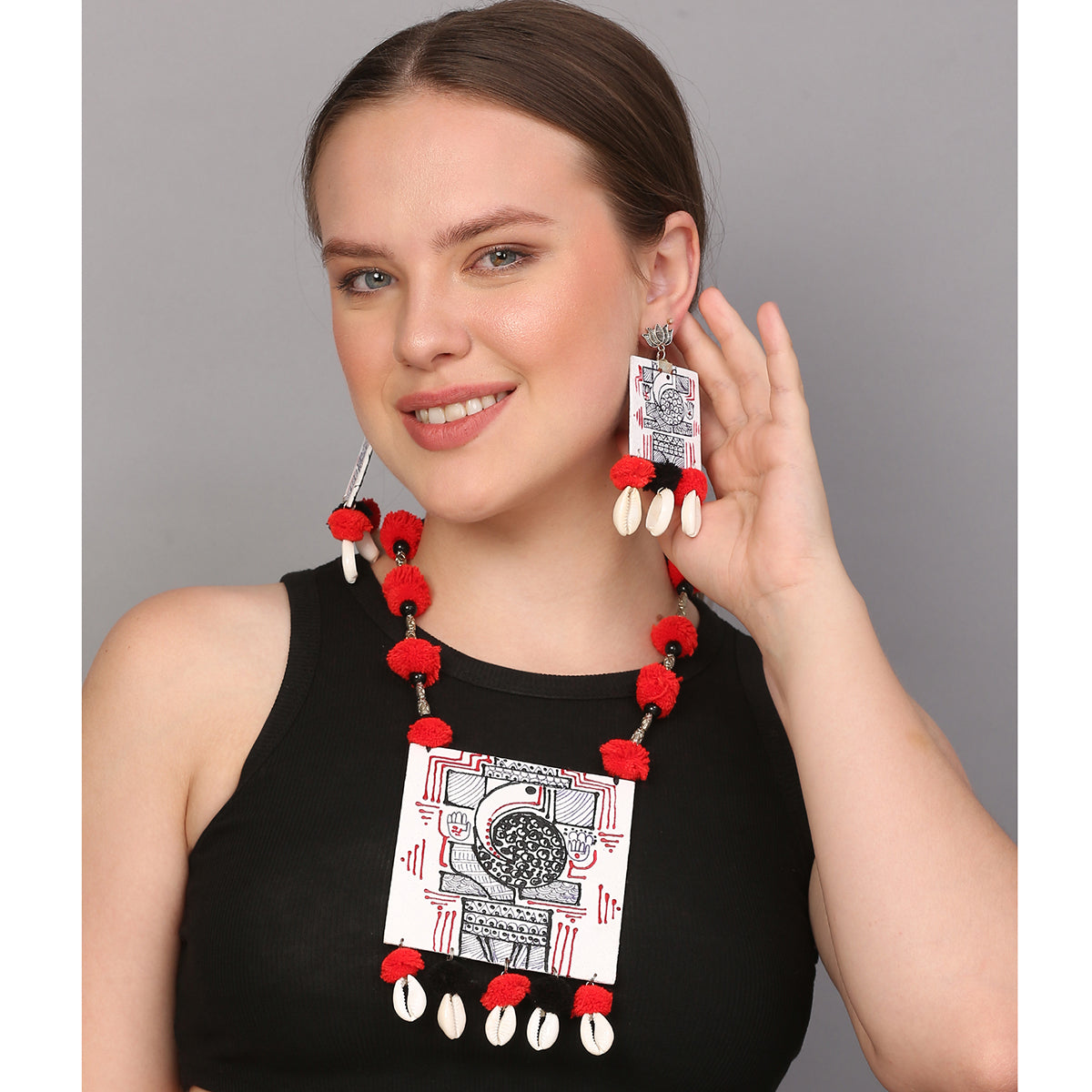 Ambikeya Mumbai Cha Ganesha Traditional Multi Color Handmade (Necklace set) HP-NP-