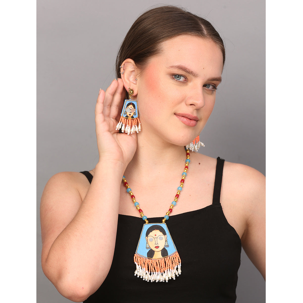 Darpan Bohemian Blue Handmade (Necklace set) HP-NP