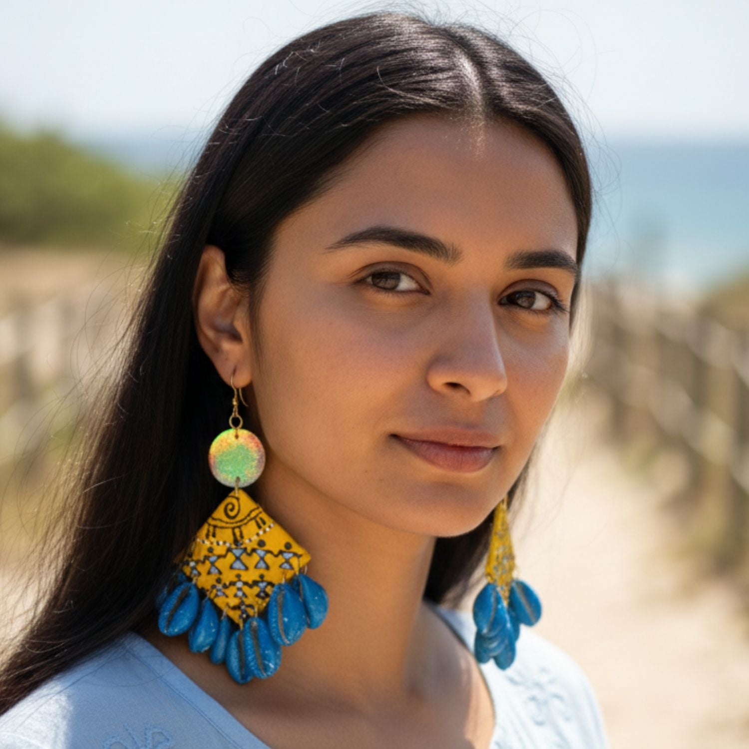 Waru Multi Color Hand Painted Drop (Earrings) HP-ER