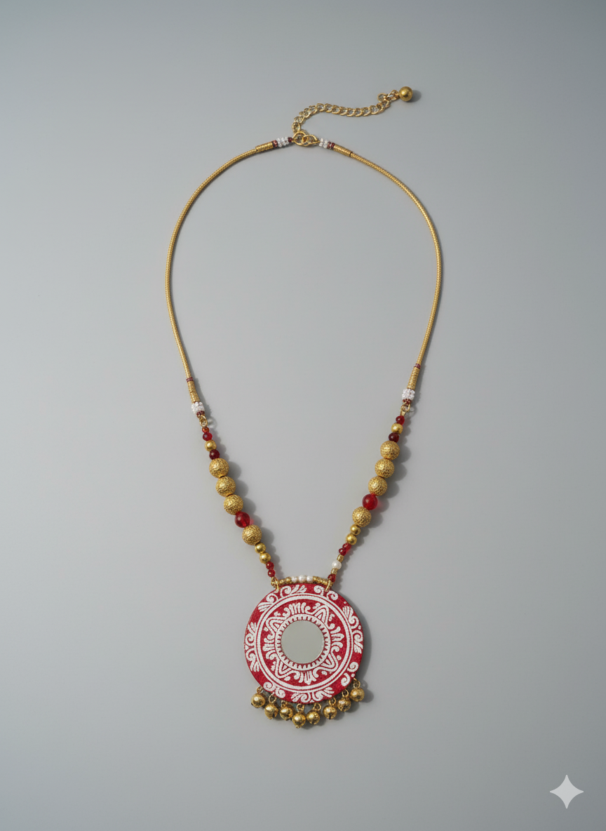 Alpona Multi Color Hand Painted Drop (Necklace) HP-NP