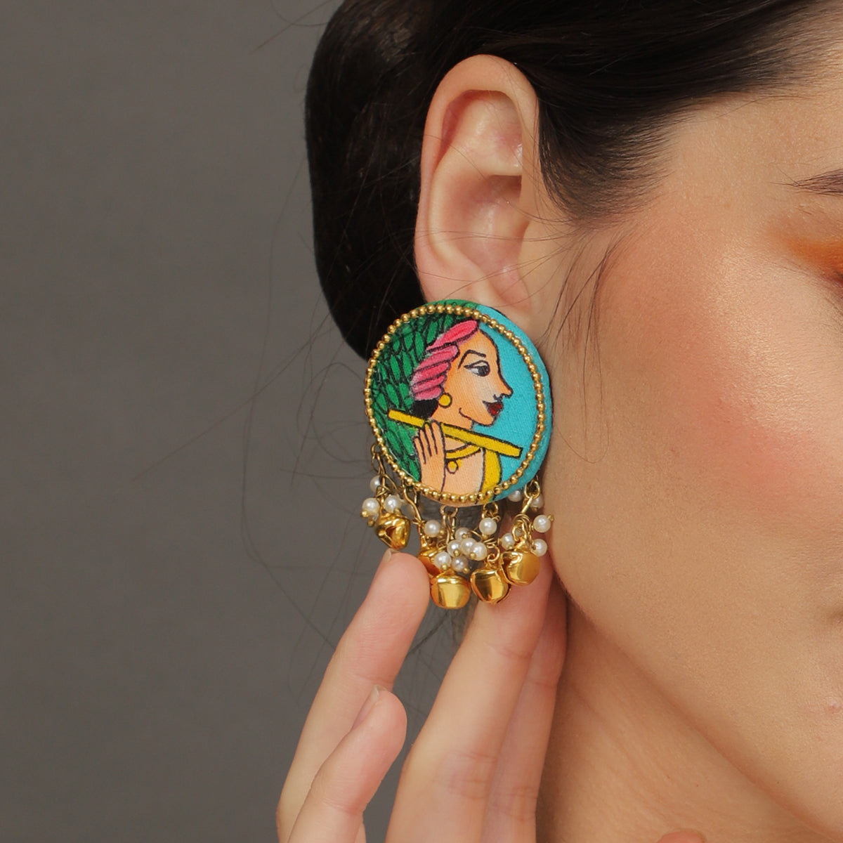 Mini Classic Multi Color Hand Painted Stud (Earrings) HP-ER-109