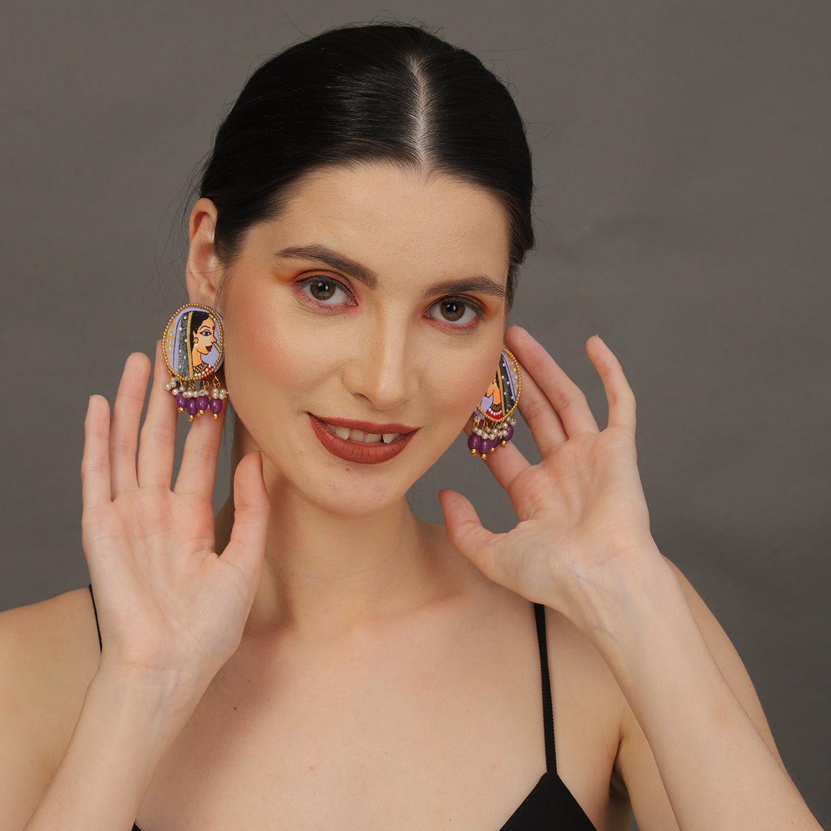 Mini Classic Multi Color Hand Painted Stud (Earrings) HP-ER-122