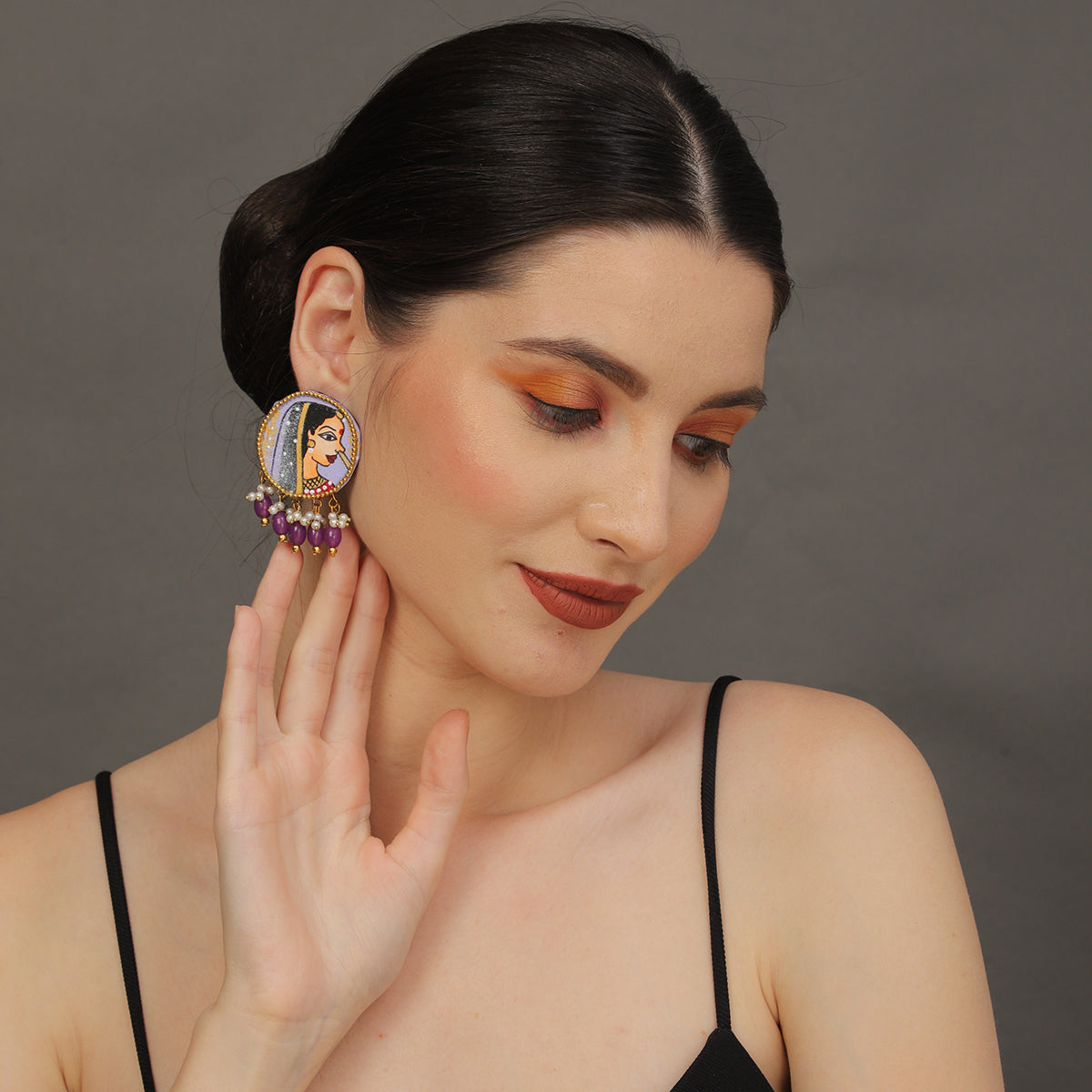 Mini Classic Multi Color Hand Painted Stud (Earrings) HP-ER-122