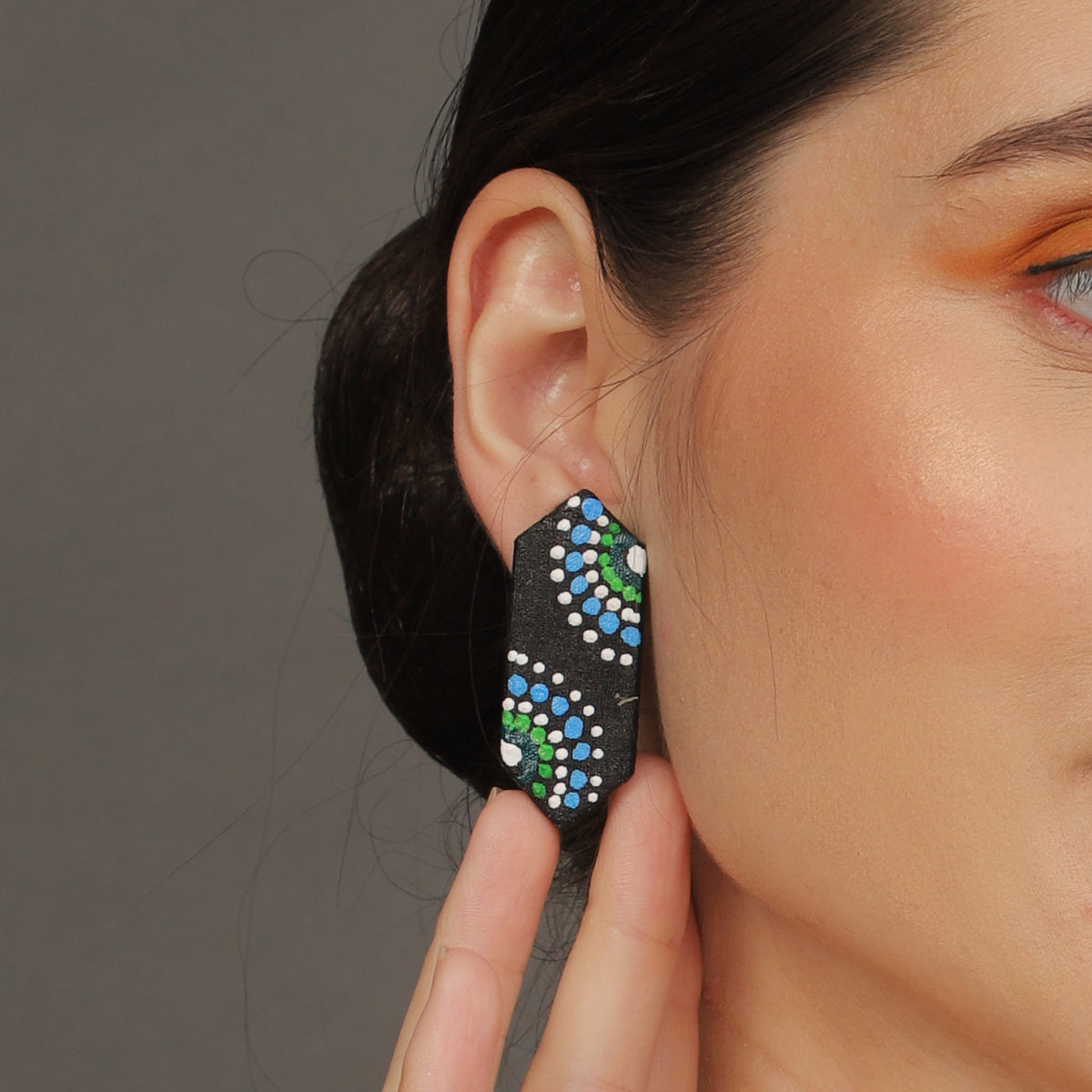 Mini Classic Multi Color Hand Painted Stud (Earrings) HP-ER-240