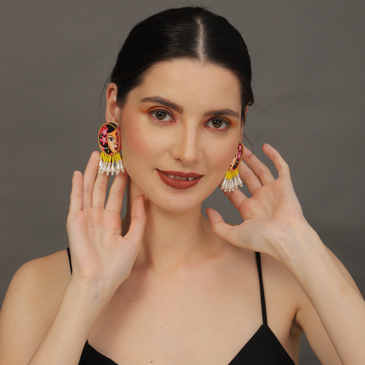 Mini Classic Multi Color Hand Painted Stud (Earrings) HP-ER-113
