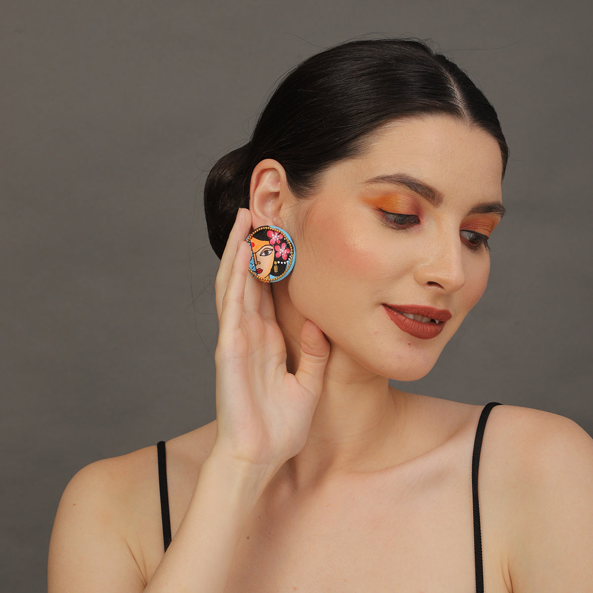 Mini Classic Multi Color Hand Painted Stud (Earrings) HP-ER-121