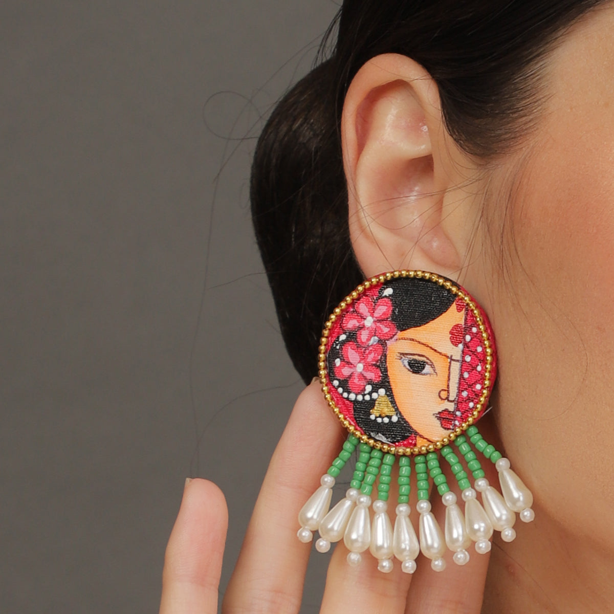 Mini Classic Multi Color Hand Painted Stud (Earrings) HP-ER-108