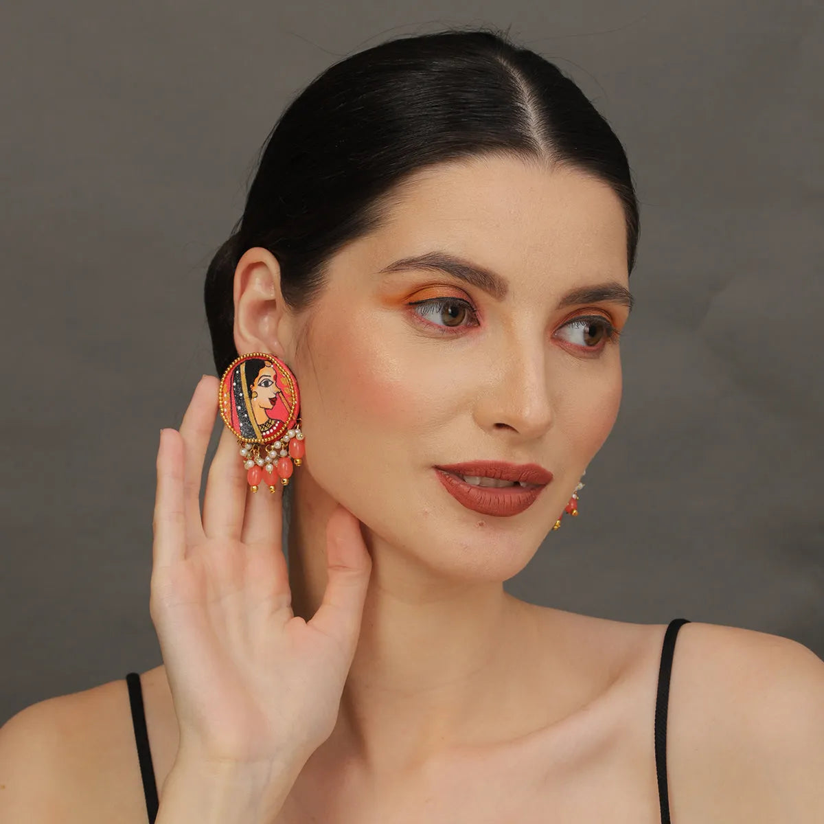 Mini Classic Multi Color Hand Painted Stud (Earrings) HP-ER-107