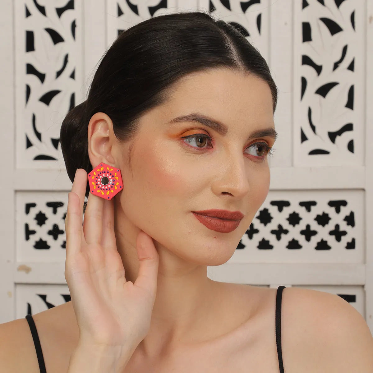 Mini Classic Multi Color Hand Painted Stud (Earrings) HP-ER-226