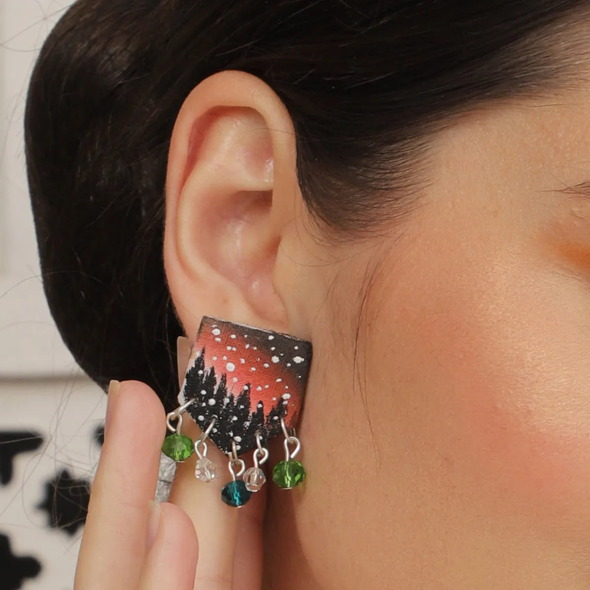 Mini Classic Multi Color Hand Painted Stud (Earrings) HP-ER-223
