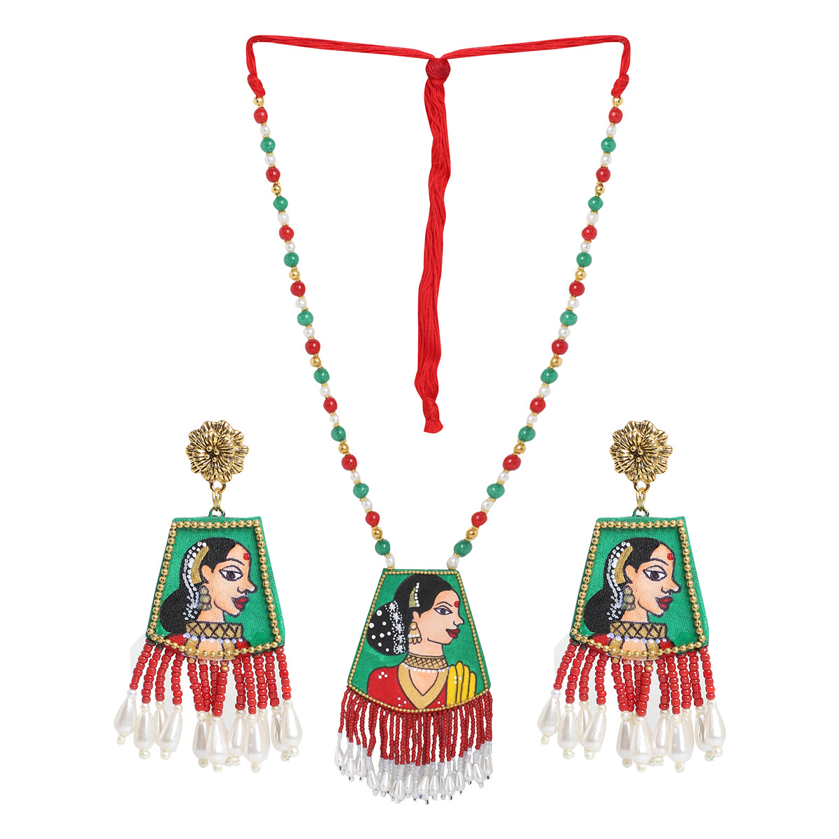 Padmini Classic Green Hand Painted (Necklace set) HP-NP