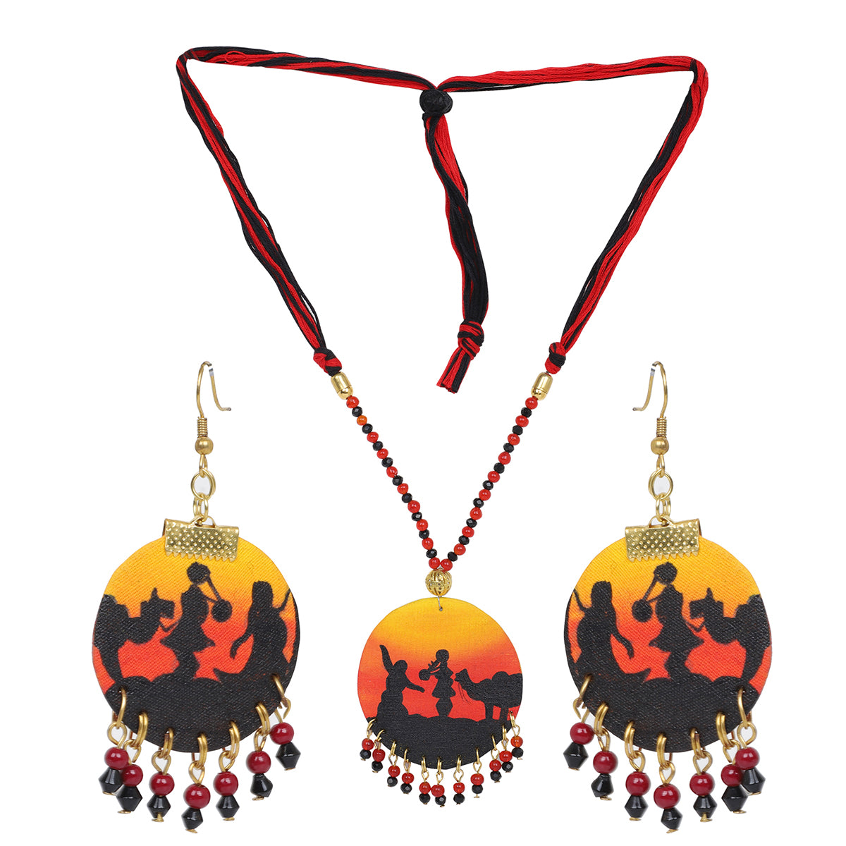 Folklore Modern Multi Color Hand Painted (Necklace set) HP-NP-
