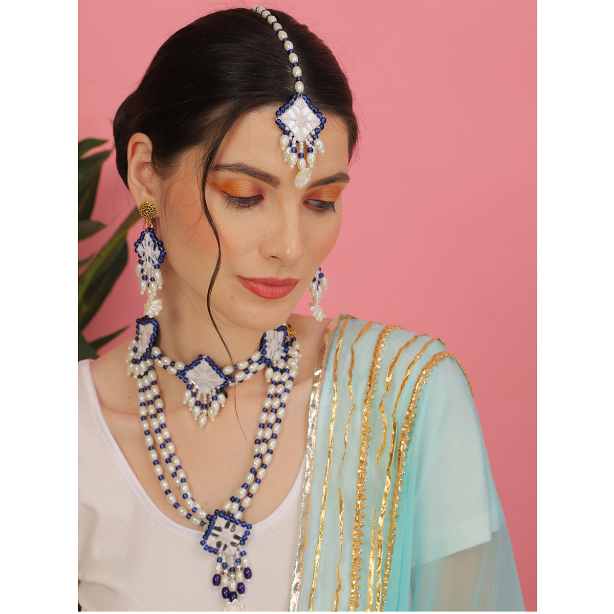 Sheesha Classic Blue Hand Painted (Choker set) HP-NP