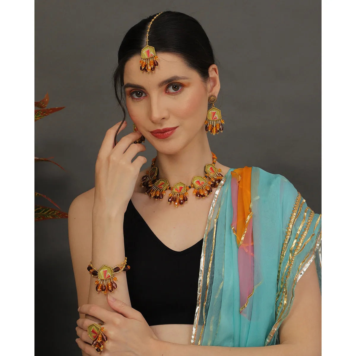 Cheerful Bloom Classic Gold Handmade (Shaadi set) HP-NP-