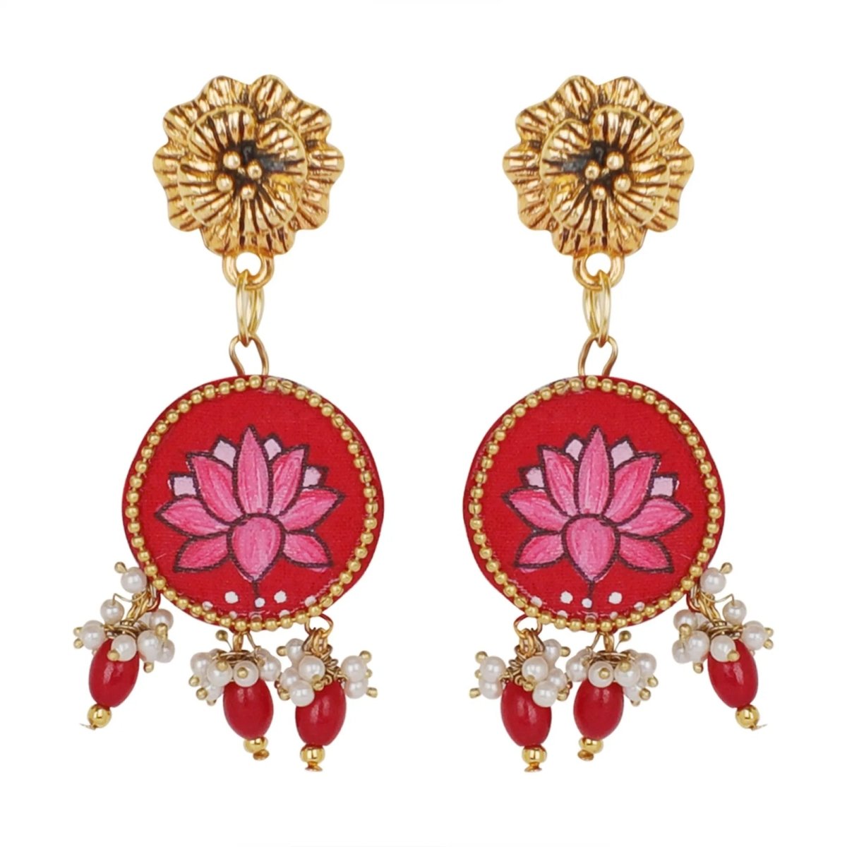 Aasiya Classic Multi Color Hand Painted Drop (Earrings) HP - ER - 002 - KHOJ.CITY