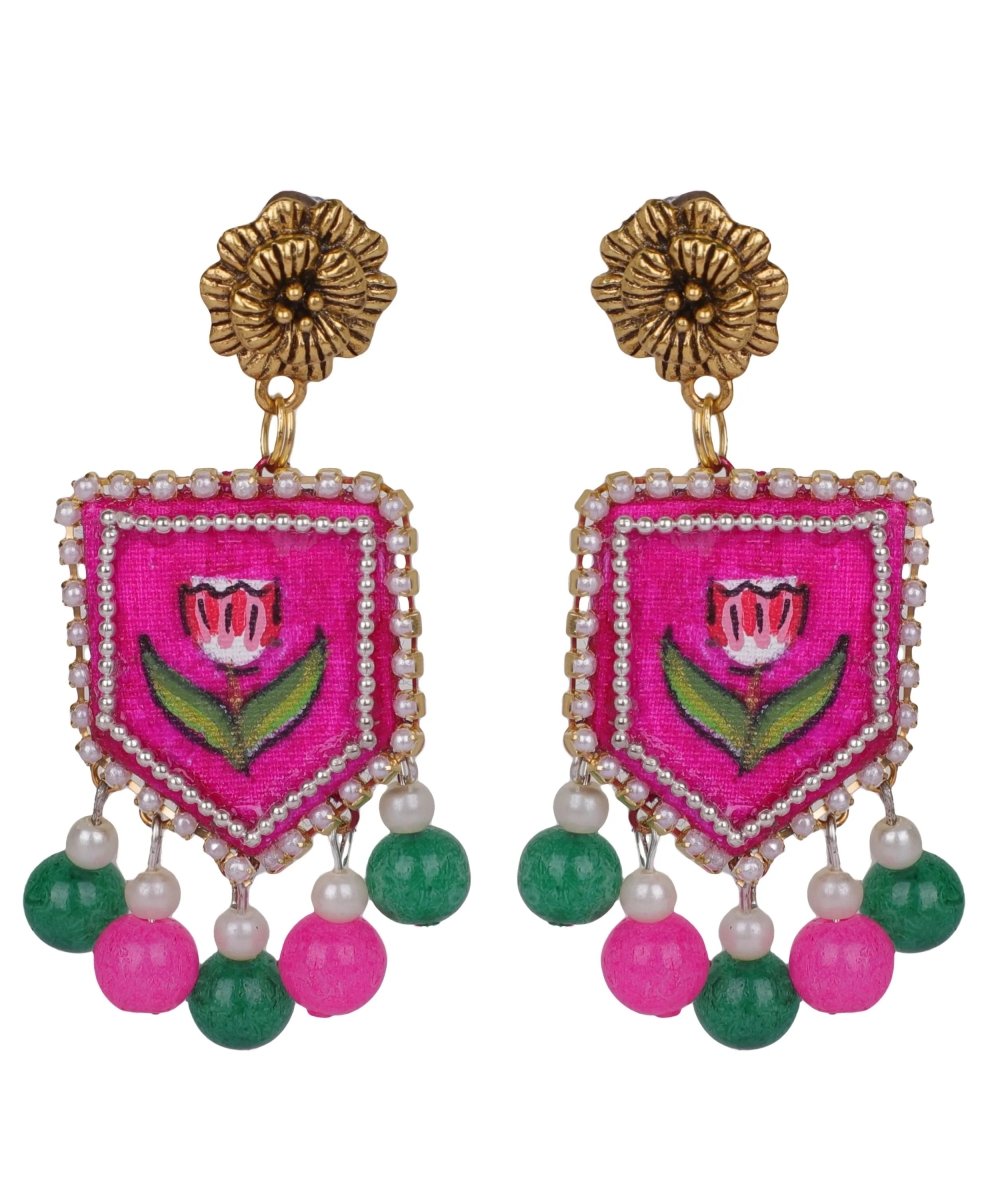 Acacia Bohemian Dark Pink Hand Painted (Necklace/Choker Set) HP - NP - 169 - KHOJ.CITY