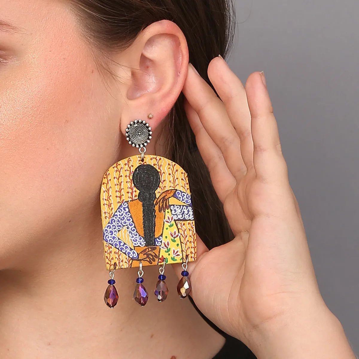 Ada Urban Naari Bohemian Multi Color Hand Painted Drop (Earrings) HP - ER - 196 - KHOJ.CITY
