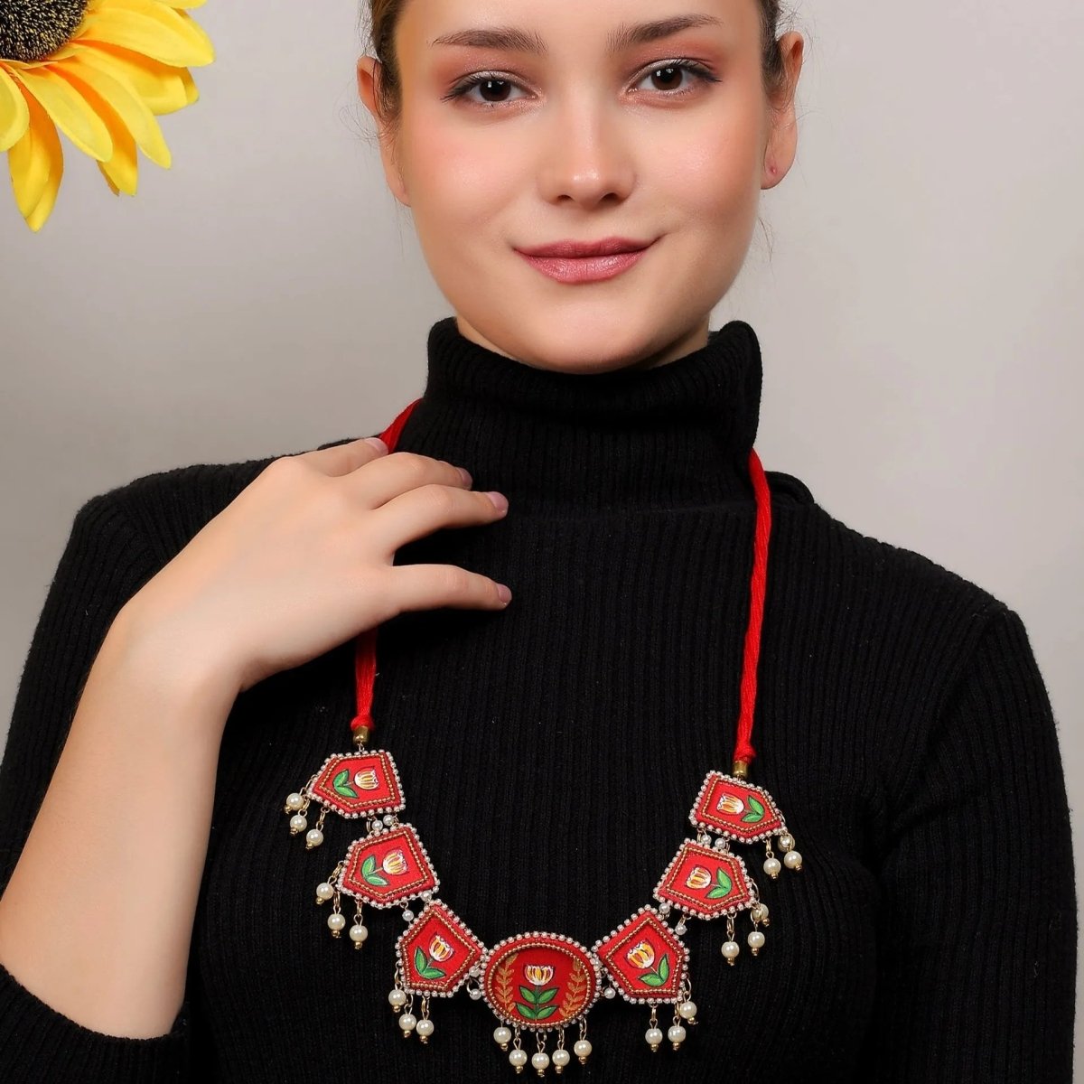 Adhira Classic Multi Color Hand Painted (Necklace/Choker) HP - NP - 001 - KHOJ.CITY