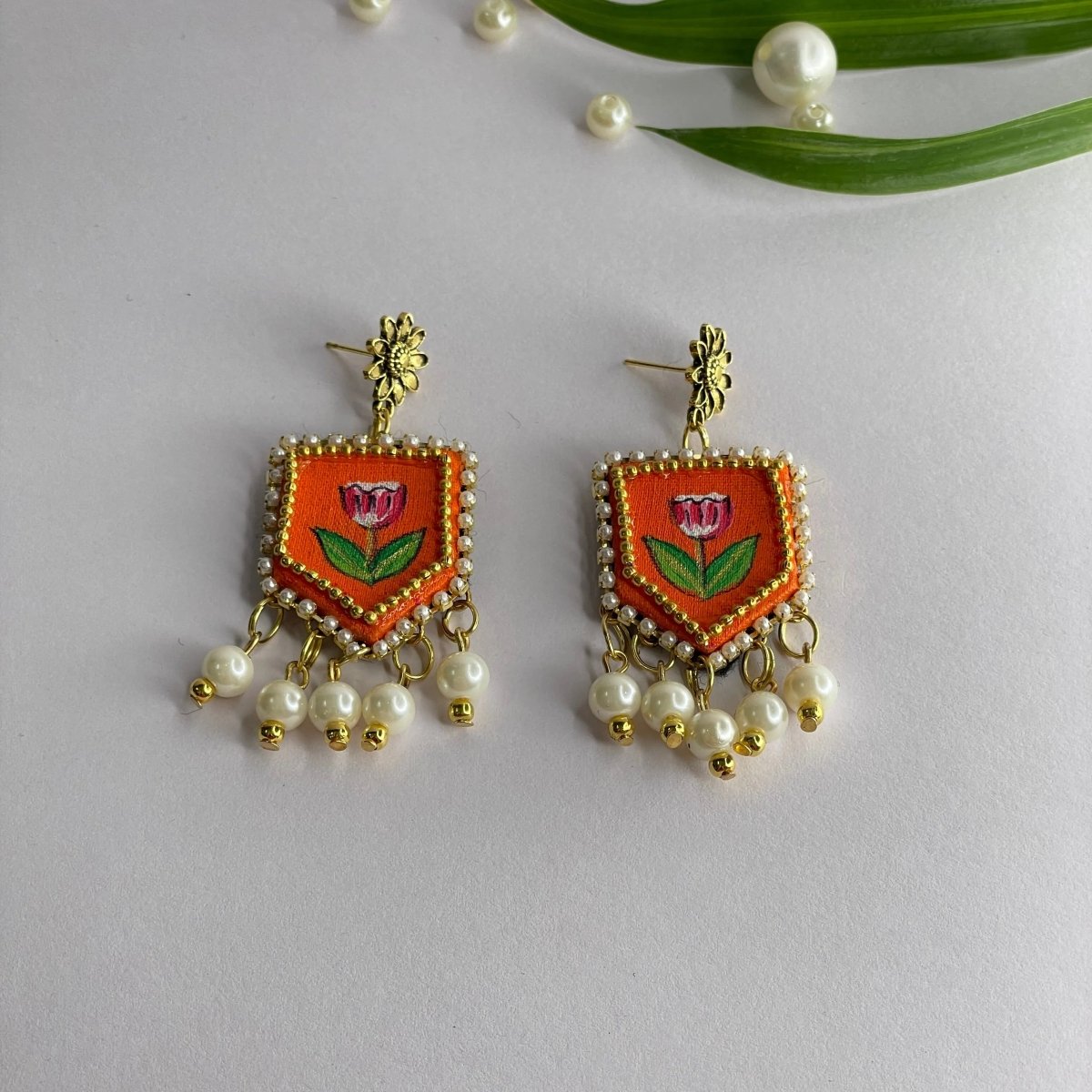 Adhira Classic Orange Handmade Drop (Earrings) HP - ER - KHOJ.CITY