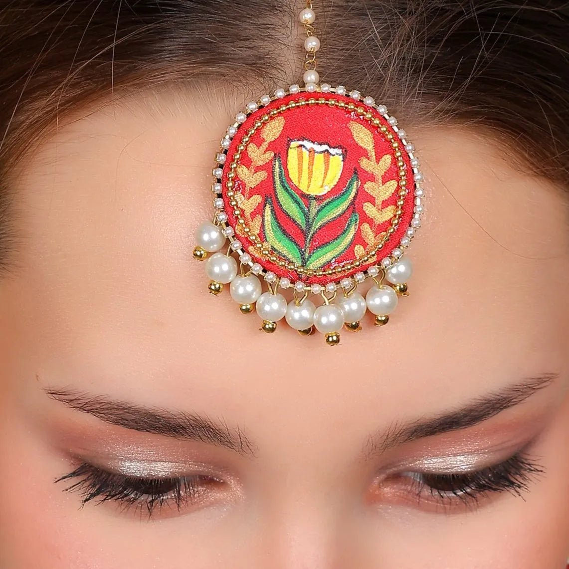 Adhira Traditional Multi Color Hand Painted (Maang tikka) HP - MT - 001 - KHOJ.CITY