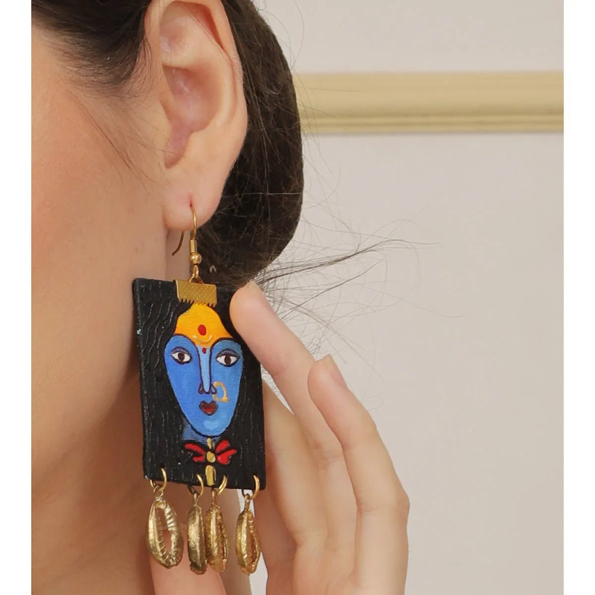Adhisri Traditional Multi Color Hand Painted Drop (Earrings) HP - ER - 006 - KHOJ.CITY