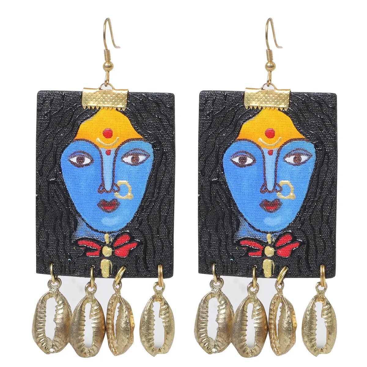 Adhisri Traditional Multi Color Hand Painted Drop (Earrings) HP - ER - 006 - KHOJ.CITY