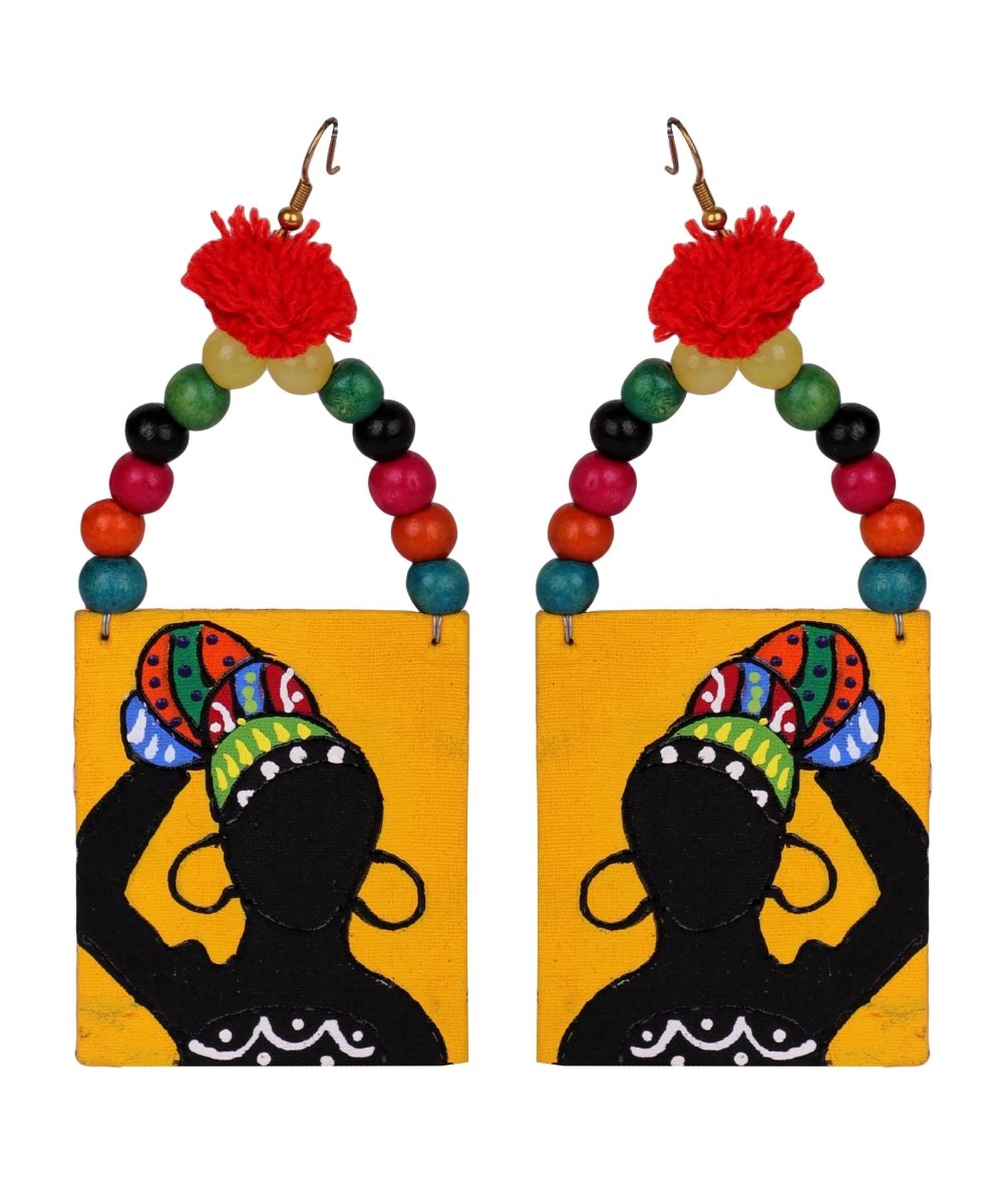 Amari Modern Multi Color Hand Painted Drop (Earrings) HP - ER - 012 - KHOJ.CITY