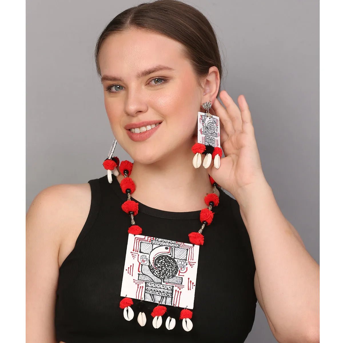 Ambikeya Mumbai Cha Ganesha Traditional Multi Color Handmade (Necklace set) HP - NP - KHOJ.CITY