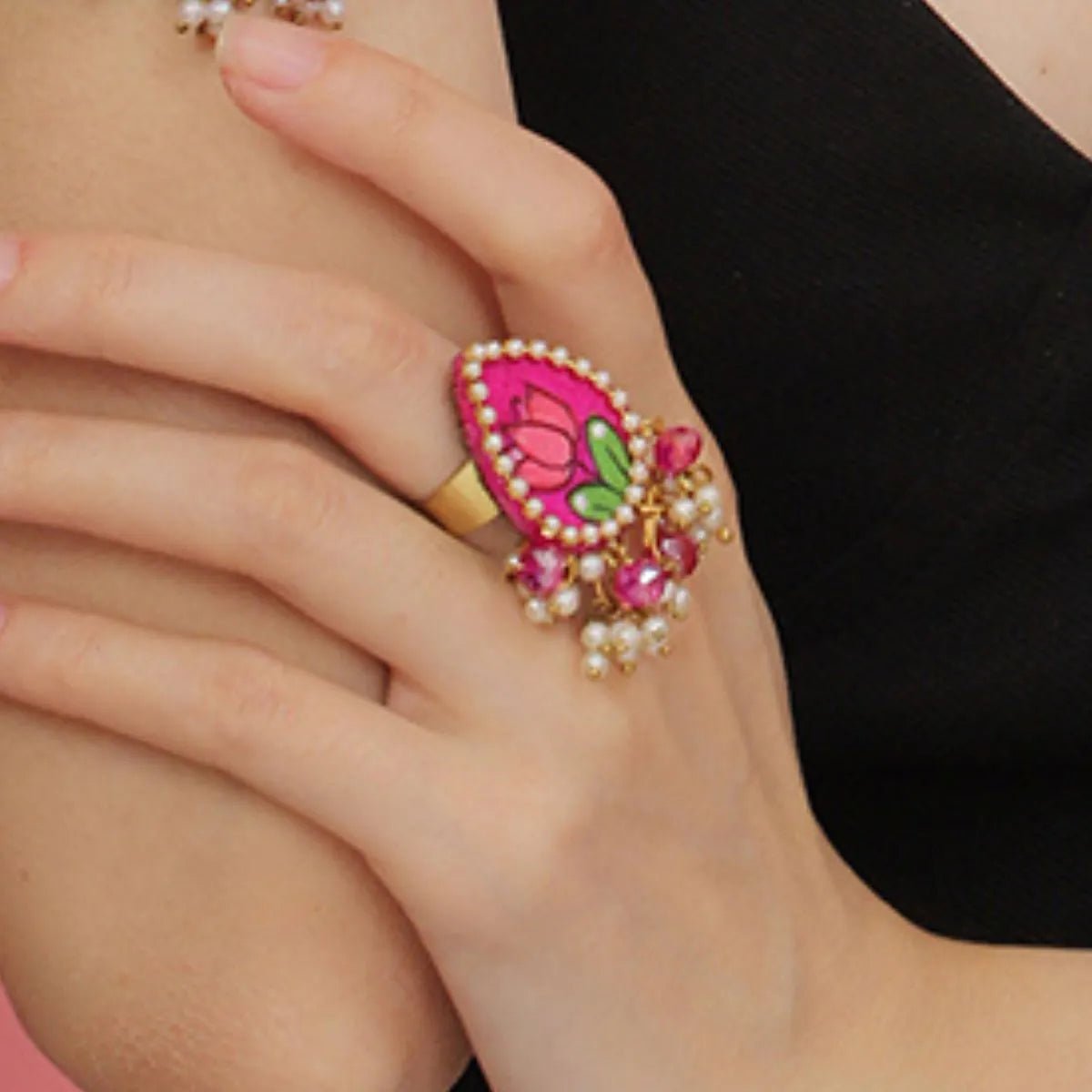 Amelia Classic Multi Color Hand Painted (Ring) HP - RG - KHOJ.CITY