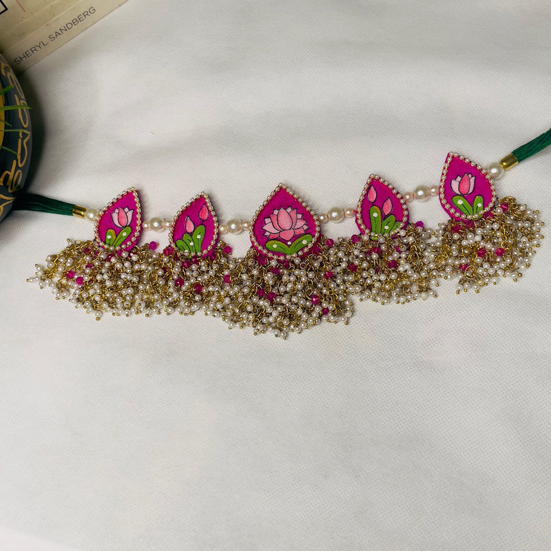 Amelia Handpainted Pink (Choker) - KHOJ.CITY