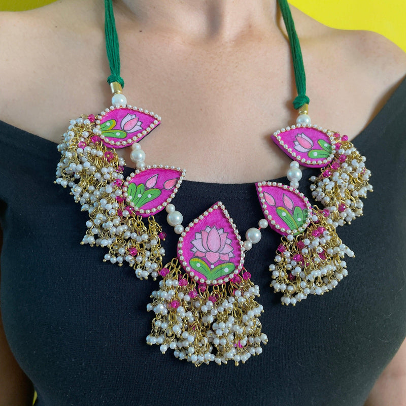 Amelia Handpainted Pink (Choker) - KHOJ.CITY