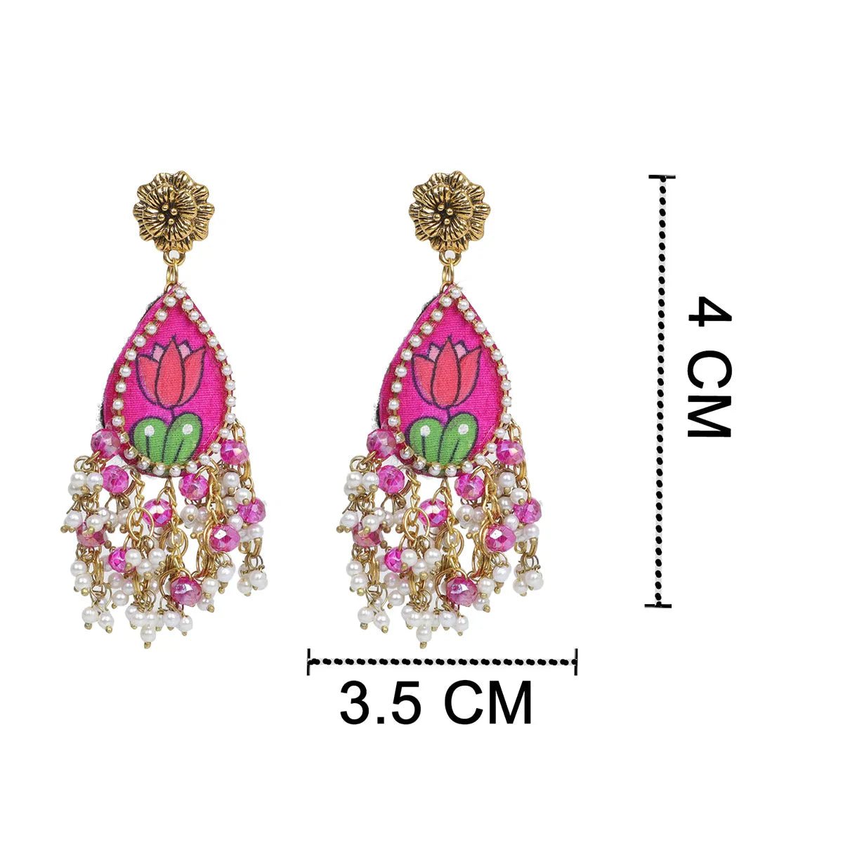 Amelia Traditional Multi Color Hand Painted (Earrings) HP - ER - KHOJ.CITY