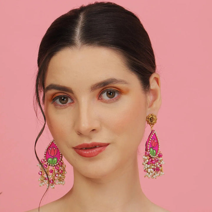 Amelia Traditional Multi Color Hand Painted (Earrings) HP-ER-