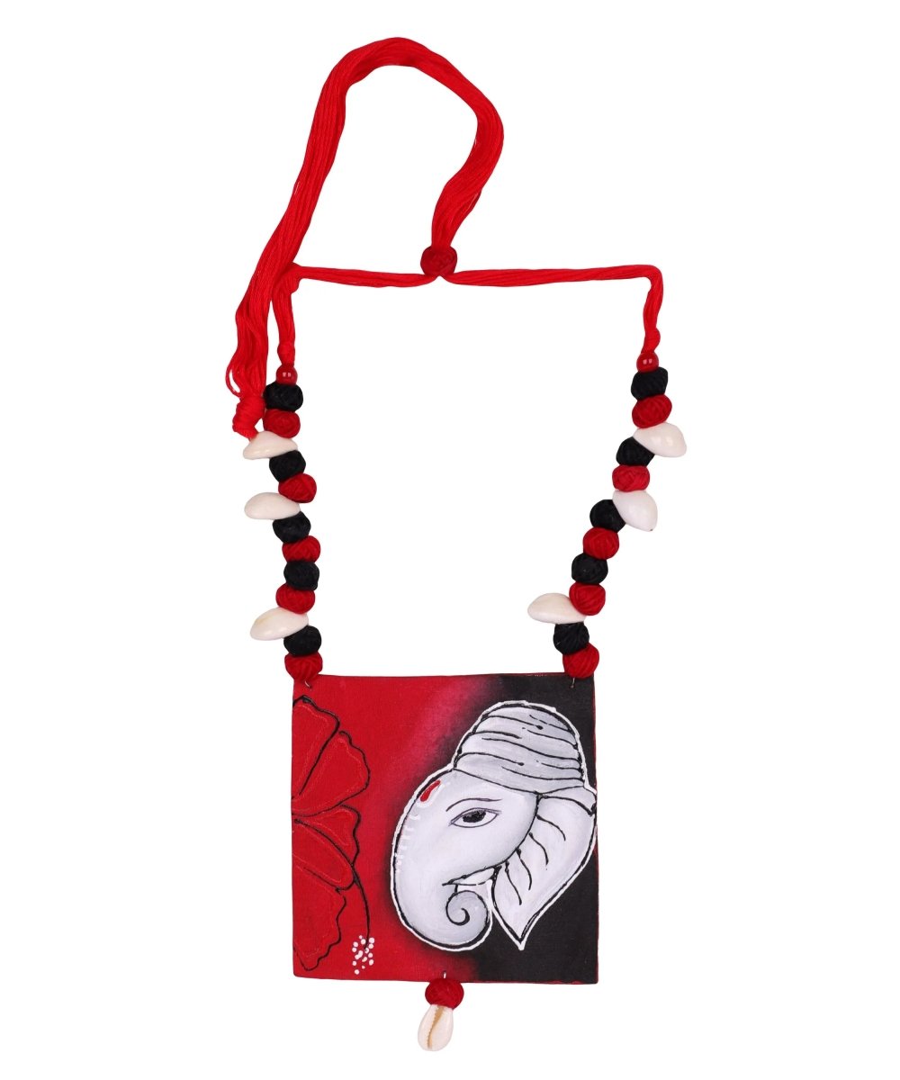 Amod Mumbai Cha Ganesha Traditional Multi Color Hand Painted (Necklace) HP - NP - 139 - KHOJ.CITY