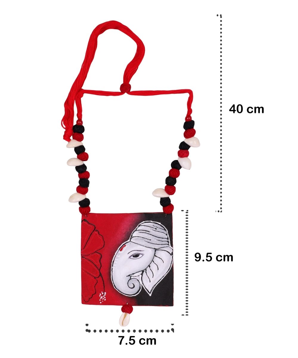 Amod Mumbai Cha Ganesha Traditional Multi Color Hand Painted (Necklace) HP - NP - 139 - KHOJ.CITY