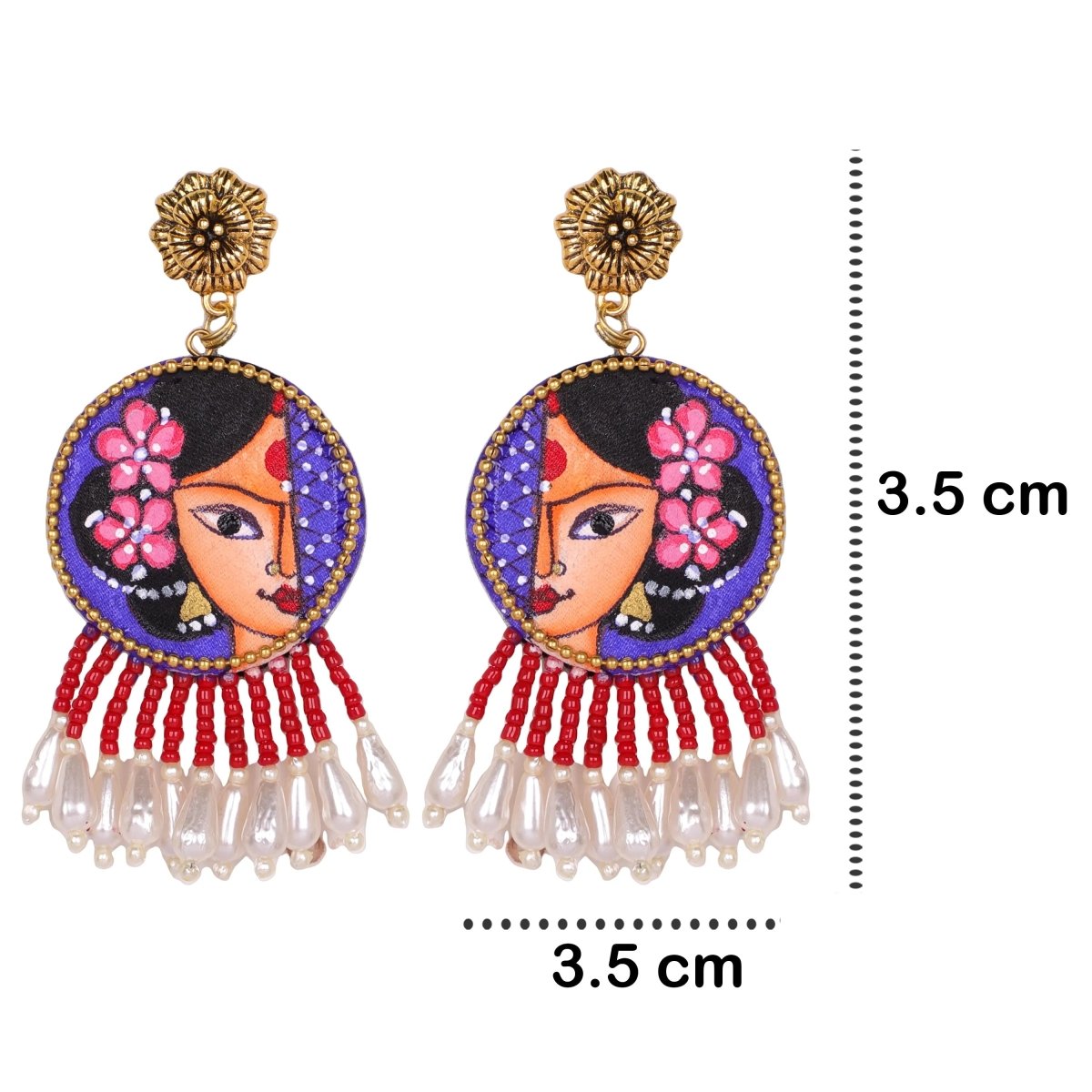 Amyah Traditional Purple Hand Painted Drop (Earrings) HP - ER - 014 - KHOJ.CITY