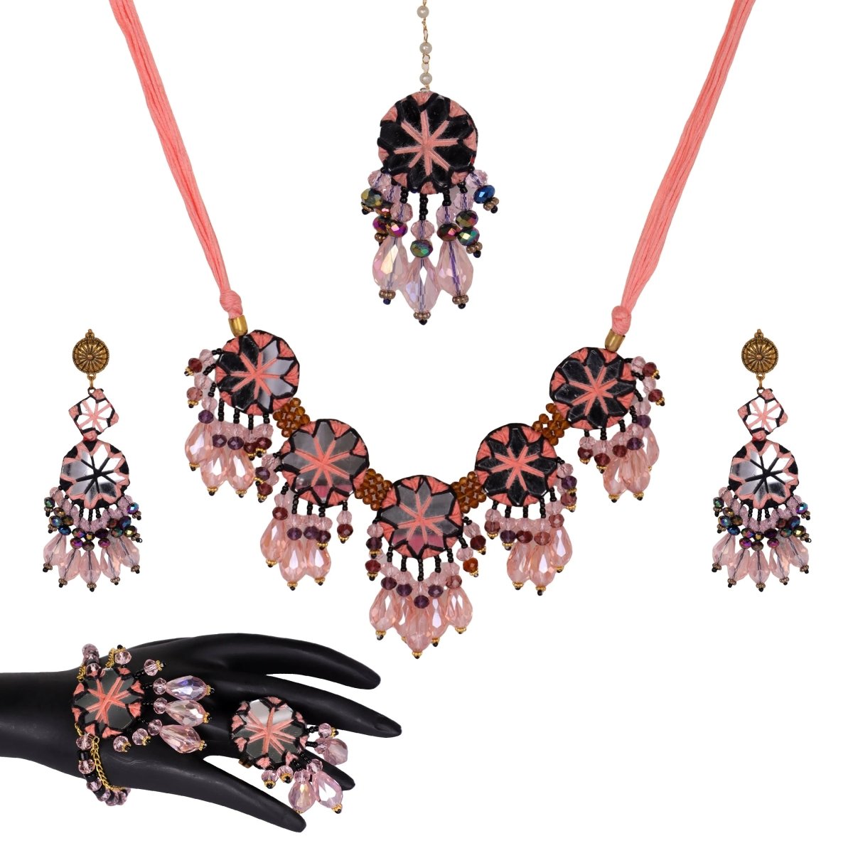 Anvi Classic Multi Color Handmade Bridal Jewelry (Shaadi Set) - 007 - KHOJ.CITY