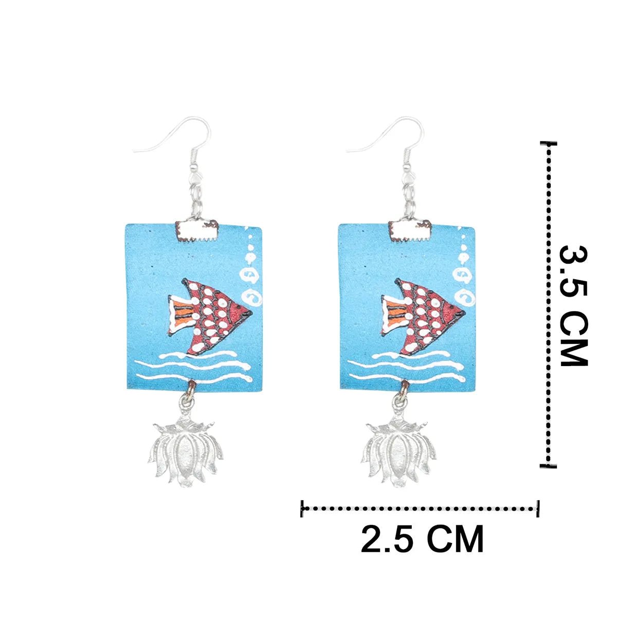 Aquarist Traditional Multi Color Hand Painted Drop (Earrings) HP - ER - 016 - KHOJ.CITY