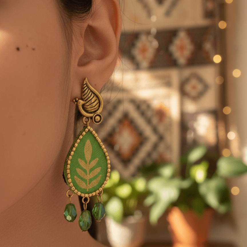 Arbor Multi Color Hand Painted Drop (Earrings) HP - ER - KHOJ.CITY