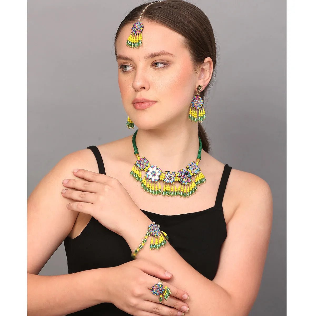 Arian Classic Multi Color Handmade Bridal Jewelry (Shaadi Set) - 011 - KHOJ.CITY